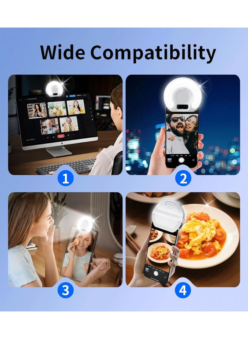 Highdas Portable Ring Light for Phone，3 Color Modes Clip On LED Light，Selfie Light for iPhone & Webcam，Adjustable Phone Light Clip for Video Recording, Content Creator,Vlog，Makeup & Video Calls - Image 4